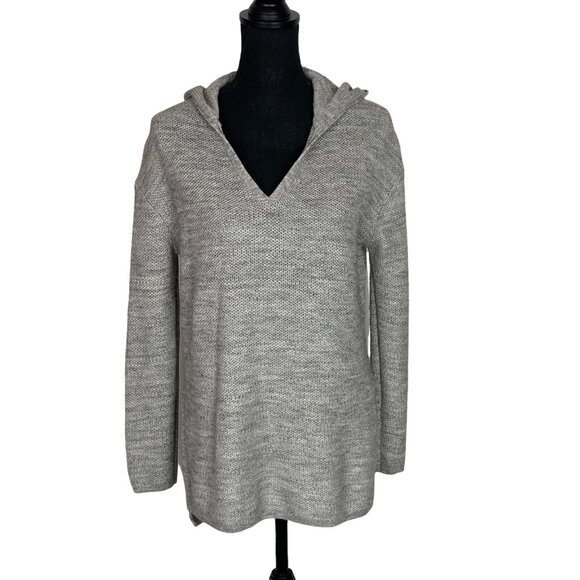 ATHLETA Women Hooded Sweater Pullover Long Sleeve V Neck Sz XS Gray 54-7 - Picture 3 of 12
